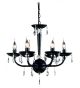 Modern Moulded Black Glass 6 Light Chandelier with Crystal Drops