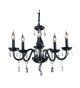 Modern Moulded Black Glass 5 Light Chandelier with Crystal Drops 