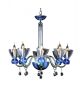 Modern Blue Glass Chandelier with Chrome Finish