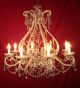 Antique 19th Century Elegant Crystal Drop 8 Light Chandelier.
