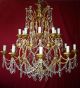 Antique 19th Century Crystal Drop 18 Light Tiered Chandelier.