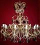 Antique 19th Century Elegant Crystal Drop 12 Light Chandelier.