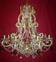 19th Century Elegant Coloured Crystal Drop 8 Light Chandelier.