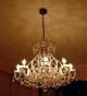 Antique Flat Base Crystal 8 Light Chandelier.