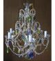 Elegant Continental Style Colourful Crystal Drop 6 Light Chandelier.