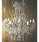 19th Century Antique 12 Light Chandelier With Modern Crystal Crop.