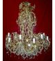 Antique 19th Century Floral Modern Crystal Drop 12 Light Chandelier.