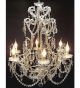 Antique Elegant Coloured Crystal Drop 6 Light Chandelier.