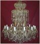 Antique 12 Light Crystal Drop Elegant Chandelier.