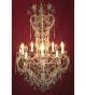Antique Crystal Drop 10 Light Chandelier.