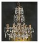 Antique 6 Light Chandelier With Multiple Crystal Drop Areas.