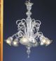 Translucent Murano Glass 6 Light Venetian Style Chandelier.
