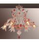 Murano Tinted Glass 6 Light Venetian Style Floral Chandelier