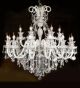 Crystal Crop Murano Glass 15 Light Hale Style Chandelier.