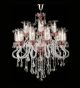 Antique Murano Glass Crystal Drop 30 Light Hale Style Chandelier.