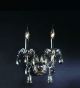 2 Arm Ash Grey Crystal Bell Drop Wall Light