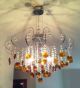 Coloured Crystal Drop 3 Light Chandelier