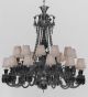 2 Tier Grey Crystal Chandelier with White Shades