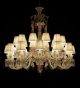 24 Light Clear & Coloured Crystal Chandelier with Shades