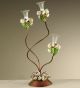 Roseto Design Desk Lamp With Painted Rose Details & Clear Glass