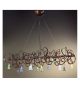 Schizzo Design Horizontal Chandelier With Hand Bent Arms And Blown Glass