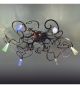 Schizzo Design Flush Chandelier With Hand Bent Arms And Blown Glass