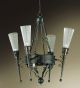 Fiaccole Design 4 Light Chandelier With Cone Shaped Blown Glass
