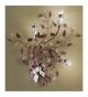 Garden Design Wall Lamp with Hand Worked Leaves and Glass Flowers