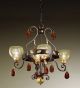Ambra Design Chandelier With Two Curves, Inlets & Hand-blown Glass