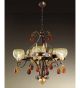 Ambra Design Chandelier With 3 Curves, Inlets & Hand-blown Glass