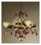 Ambra Design Chandelier With 4 Curves, Inlets & Hand-blown Glass