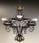 Ambra Design Chandelier With 6 Curves, Inlets & Hand-blown Glass