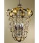 Charms Design Bird Cage Chandelier With Gold Leaf Details