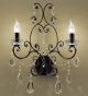 Preziosa Design Black Wall Lamp with Clear Crystal Details
