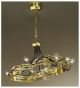 Spirale design forged metal circular chandelier with blown glass details