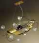 Spirale design forged metal chandelier with blown glass details