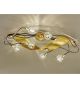 Spirale design forged metal flush chandelier with blown glass details