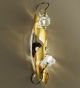 Spirale design forged metal tall wall lamp with blown glass details