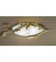 Edera Design 2 Light Flush Chandelier That has hand forged leaves details