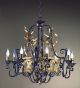 Fiamme Design Black Frame Chandelier with upward spiraling gold details