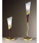 Forme Design cone table lamp that has drill, flame cut & glass details