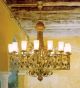 Charm design gold drum chandelier with leaf details