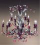 Foresta Design Colourful Chandelier with Leaf Detail and Crystal Drops