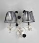 Paris Design Chrome Framed Wall Lamp with Black Shades