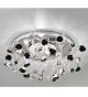 Paris Design Chrome Framed Flush Chandelier with Black Roses