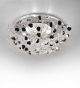 Paris Design Chrome Framed Flush Fitting Chandelier with Black Roses
