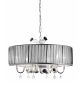 Paris Design Chrome Framed Drum Chandelier with Black Rose Details