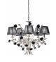Paris Design Chrome Framed Chandelier with Black Roses