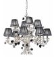 Paris Design Chrome Framed Chandelier with Black Rose Details