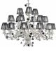 Paris Design Chrome Framed 3 Tier Chandelier with Black Rose Details